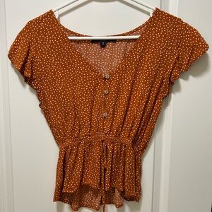 One Clothing Terracotta Polka Dot Blouse